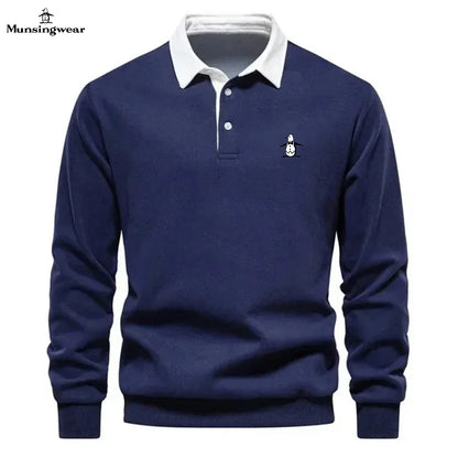 Brand Munsing Golf Shirts Autumn Winter Long Sleeve Men's Golf T-shirt Polo Shirt Casual Classic Solid Polo Neck Men's Golf Top