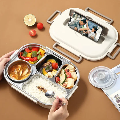 Insulated Lunch Box 304 Stainless Steel Lunchbox Office Worker Students Sealed Portable Bento Microwave Heating Food Container