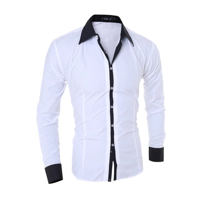 Men Long Sleeve Shirt 2024 Spring Striped Shirts Slim Fit Male Casual Social Patchwork Shirt Turn-down Collar Camisa Masculina