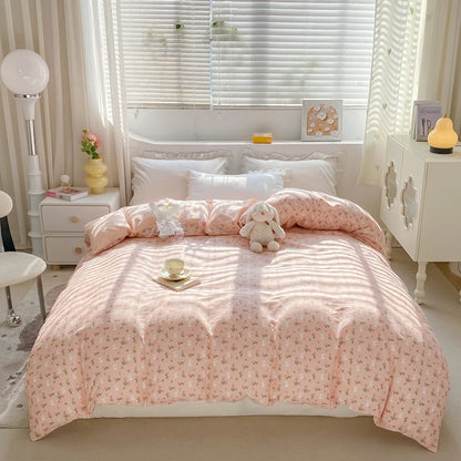 Fresh Floral Pattern Duvet Cover 1Pc 100% Cotton Skin-friendly Breathable Comforter Cover Home Bedding for Kids Teens Adults