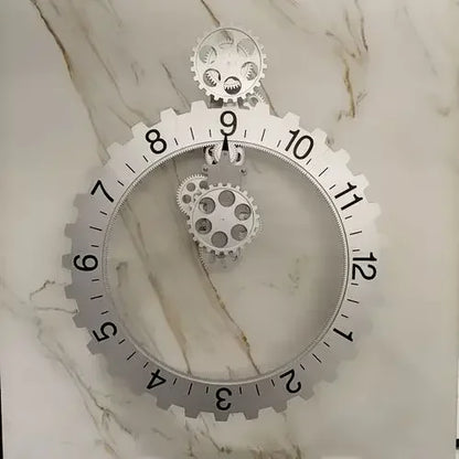 Large Creative Gear Clock Mechanical Retro Hanging Mute Clocks Mechanical Style Living Room Bedroom Wall Retro Decoration