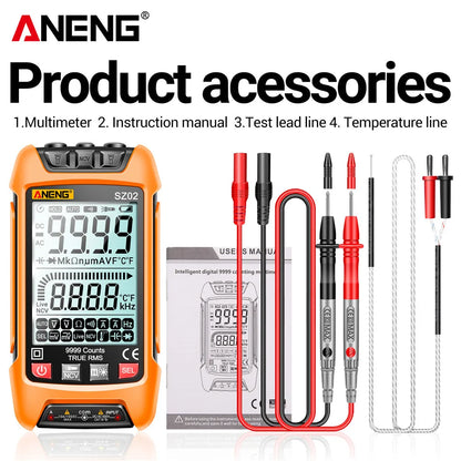 ANENG SZ02 Smart Digital Multimeter 6000 Counts True RMS Auto Electrical Capacitance Meter Temp Resistance Transistor Testers