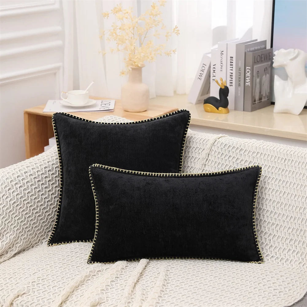 Olanly Chenille Cushion Cover 45x45 Pillow Cover 40x40cm Sofa Decorative Throw Pillow Case Soft Luxury For Living Room Decor﻿