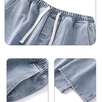 Jeans Men New Streetwear Baggy Wide Leg Jeans Korean Fashion Straight Casual Loose Denim Cargo Pants Male Light Blue Grey Black