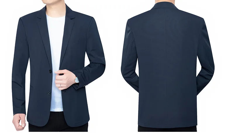 New Summer Man Mesh Thin Blazers Jackets Solid Business Casual Suits Coats Fashion Male Quick Drying Blazers Men's Clothing 4XL