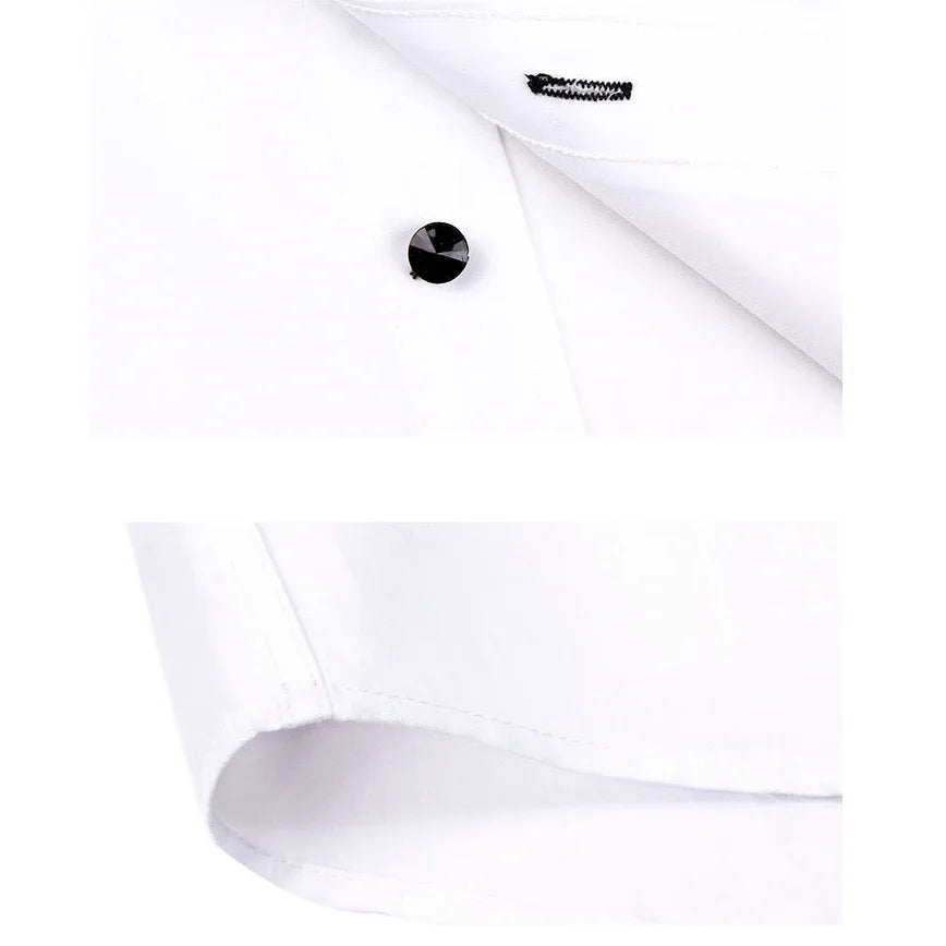 Premium Quality White Shirts for Men - Non-iron Wrinkle Resistant Dress Shirt Long Sleeve New Solid Male Clothing Black Navy