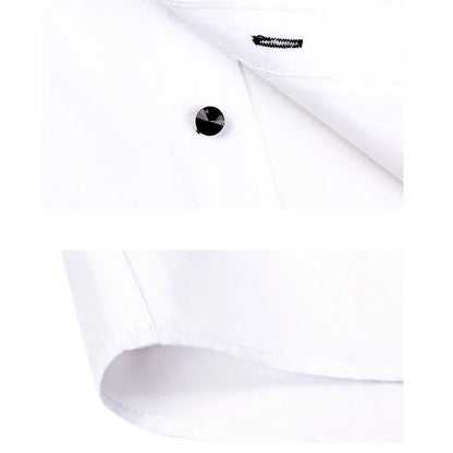 Premium Quality White Shirts for Men - Non-iron Wrinkle Resistant Dress Shirt Long Sleeve New Solid Male Clothing Black Navy