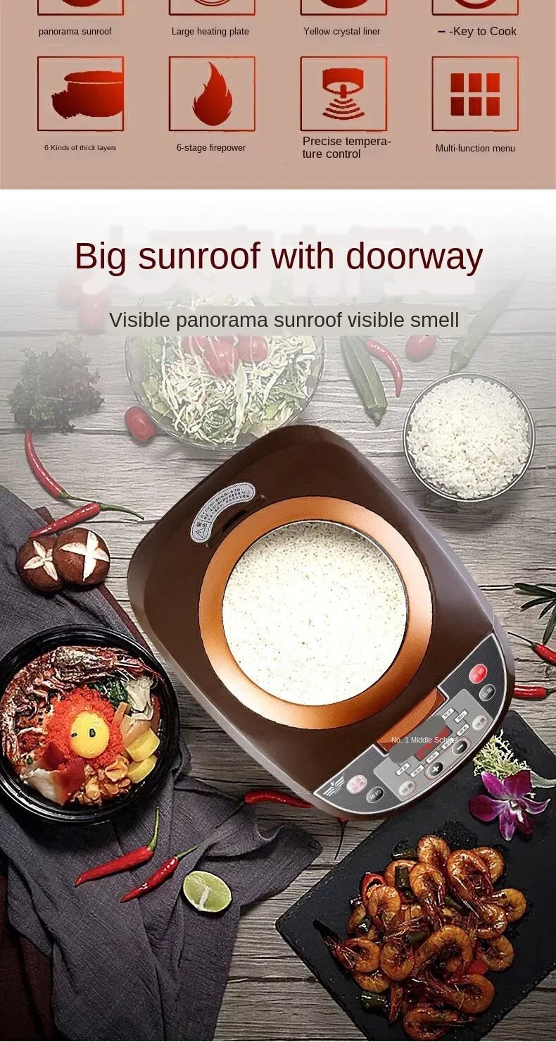 Electric Rice Cooker 5L Timing Reservation Food Heating Pressure Cooking Steamer 2-8 People Soup Stew Pot Cake 24H EU US