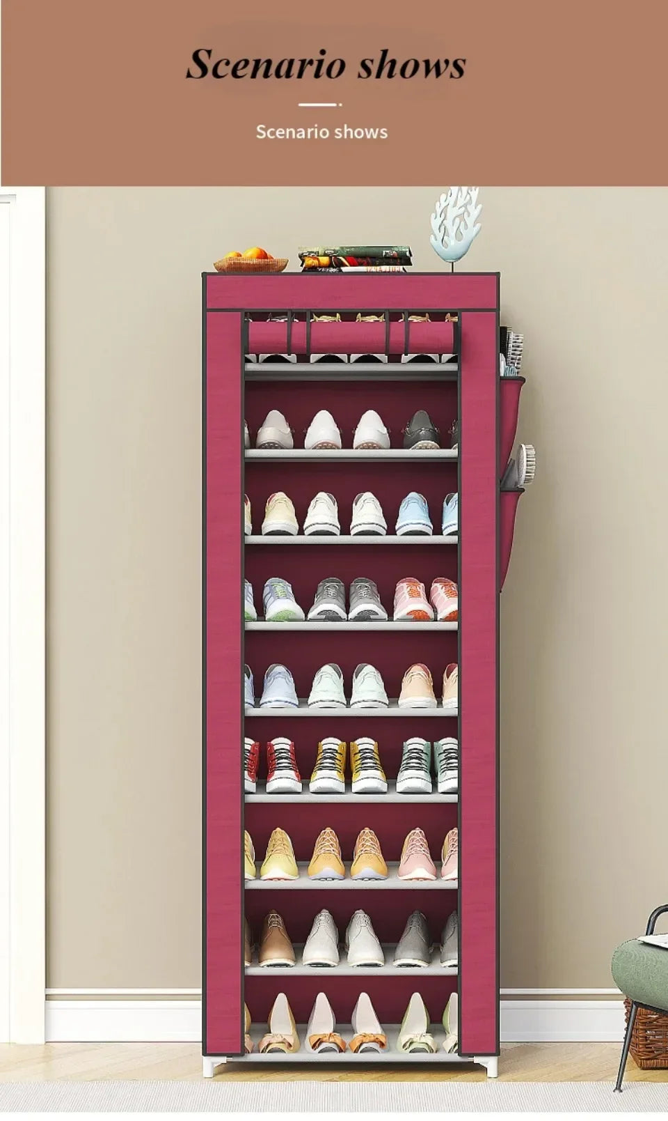 Multi Functional Home Shoe Rack Multi Layer Nail Free Installation Storage Cabinet Waterproof Windproof and Thickened Shoe Rack