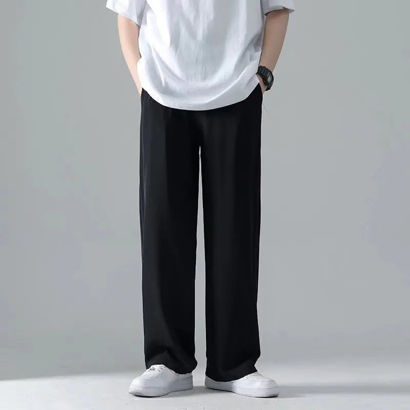 Light mature style autumn and winter new men's wide cut drape straight leg pants