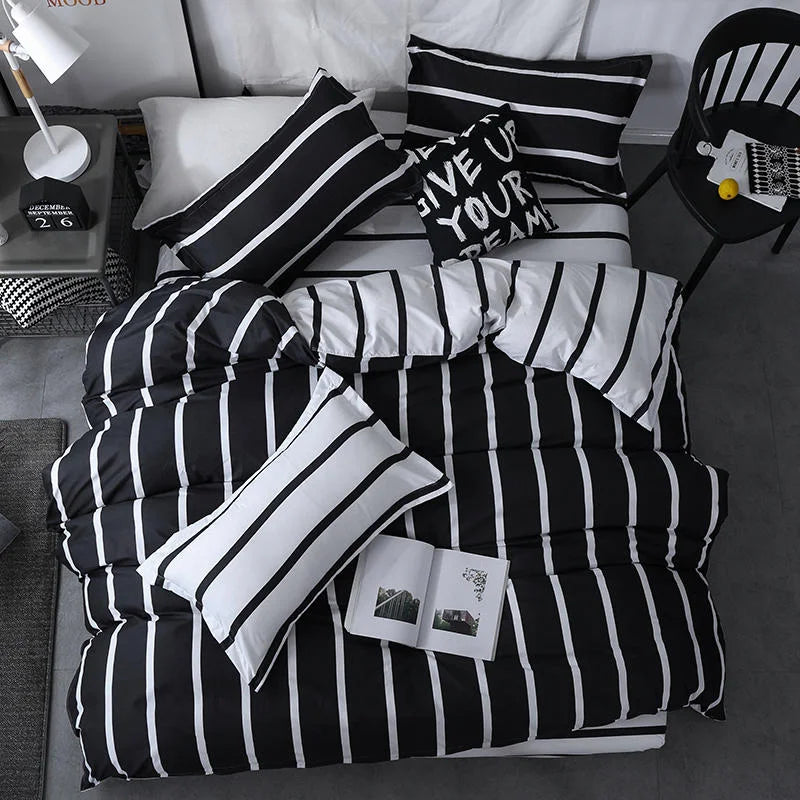 Solstice Bedding Set Duvet Cover Pillowcase Bed Linens Set Triangular Rhombus Printing Quilt Cover Bed Flat Sheet Queen Size