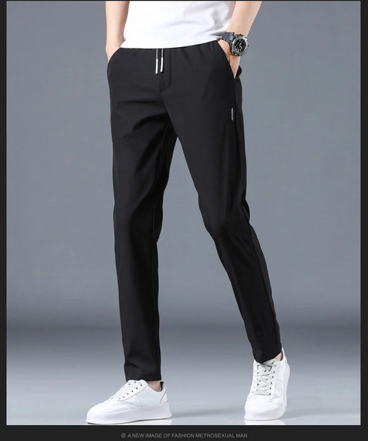 Regular Ice thin business casual high elasticity breathable straight leg oversized sports regular edition men's pants