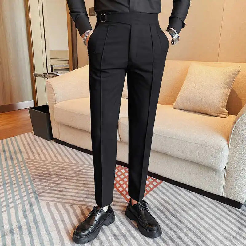 High Quality Men's Suit Pants Solid Color England Style Slim Fit Smart Casual Trousers Men Spring Autumn Fashion Suit Pants Man