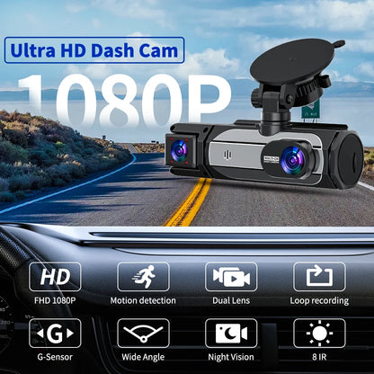 Caméra embarquée pour voitures FHD1080P Enregistreur de conduite Caméra de voiture DVR Vision nocturne Enregistreur vidéo Intégré Wi-Fi Tachographe Pièces automobiles