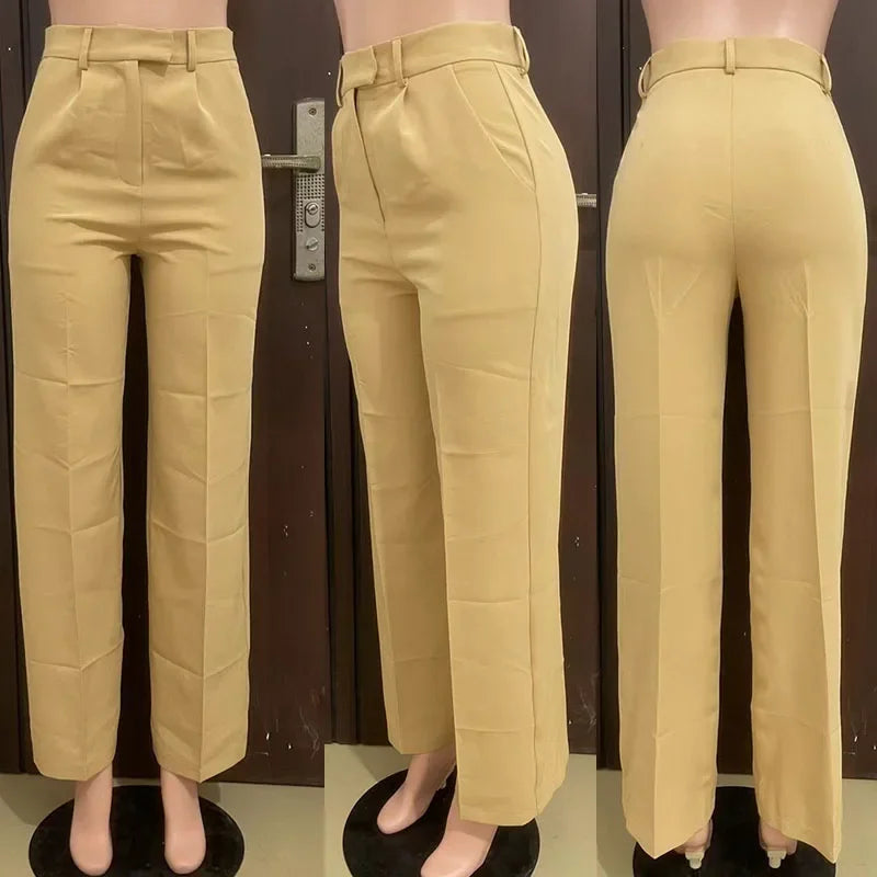 Elegant Fashion Wide Leg Pants for Women Clothing High Waist Loose Straight Trousers Office Lady Workwear Baggy Pants Pantalones