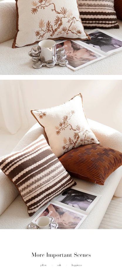 30X50/45x45CM Embroidered Bamboo Leaf Throw Pillow Cover Stamping Waist Cushion Cover Decor Home Decorative Pillowcase