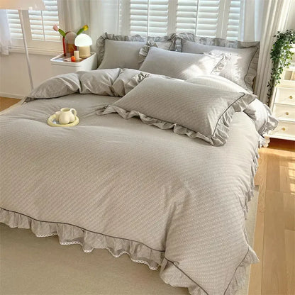 100%Cotton Duvet Cover Simple Style Quilt Cover with Ruffles Queen/King Size Cotton Bed Cover dekbedovertrek 240x220