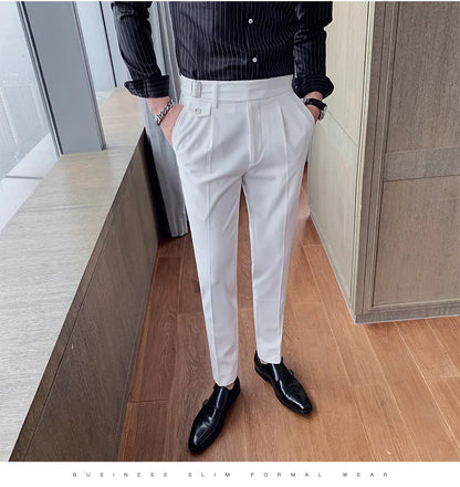 2024 Autumn Spring High Quality Men's Slim Fit Suit Pants Business Casual Trend Korean Fashion Straight Leg Pants 29-36