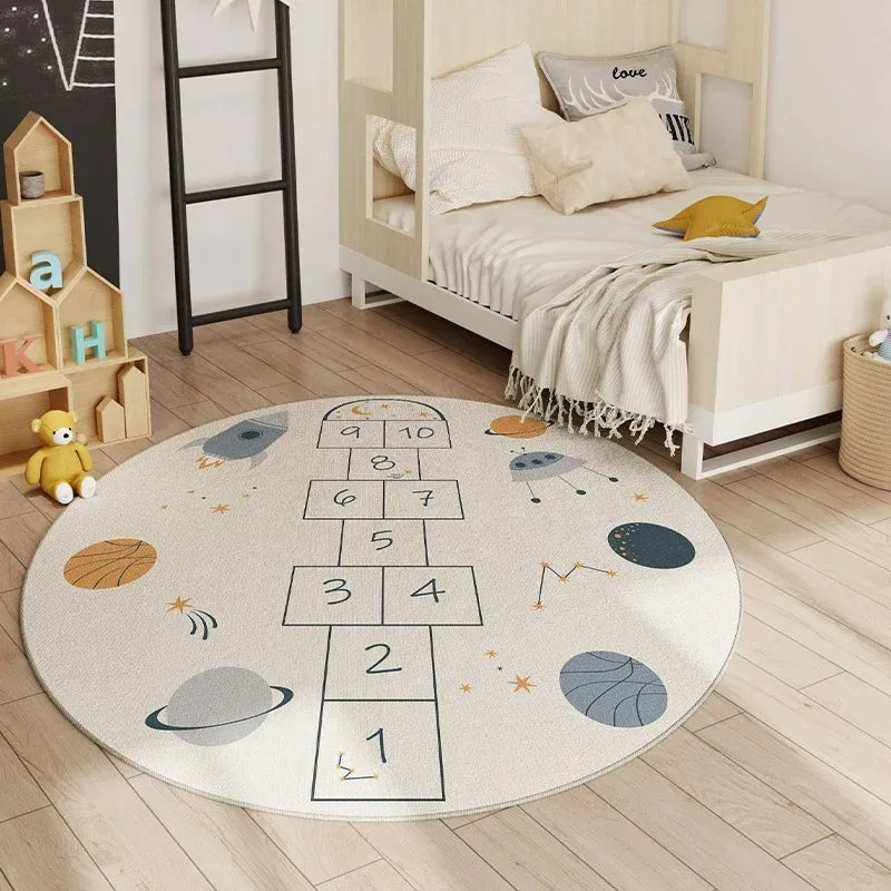 Hopscotch Children Play Mat Non Slip Home Decor Round Carpet Living Room Bedroom Kitchen  Floor Mat Sofa Table Area Decor Rugs