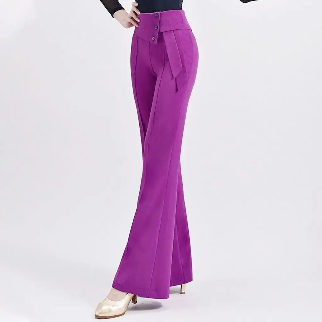 High Waist Latin Dance Wide Leg Pants Women Modern Dance Samba Cha Cha Practice Pants Draped Square Ballroom Dance Competition