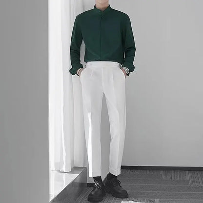 men's drape long pants, Korean version trend slim fit small foot casual pants, men's spring and autumn straight leg suit pants