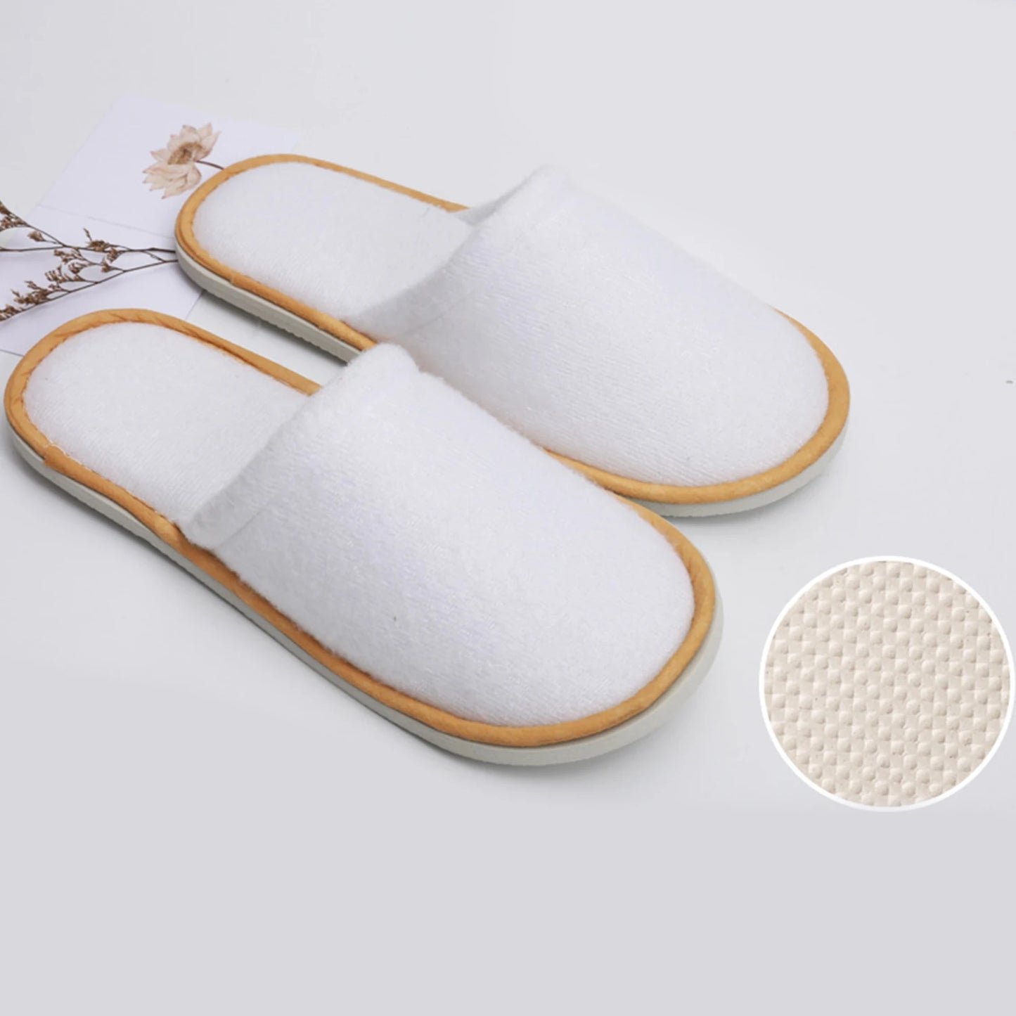 White Cotton Slippers Men Women Hotel Disposable Slides Home Travel Sandals Hospitality Footwear One Size On Sale