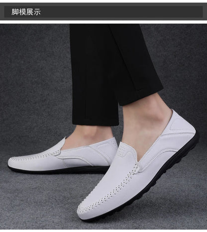 2023 Genuine Leather Mens Loafers Moccasins Shoes Designer Men Casual Handmade Formal Slip on Male Boat Shoes Zapatillas Hombre