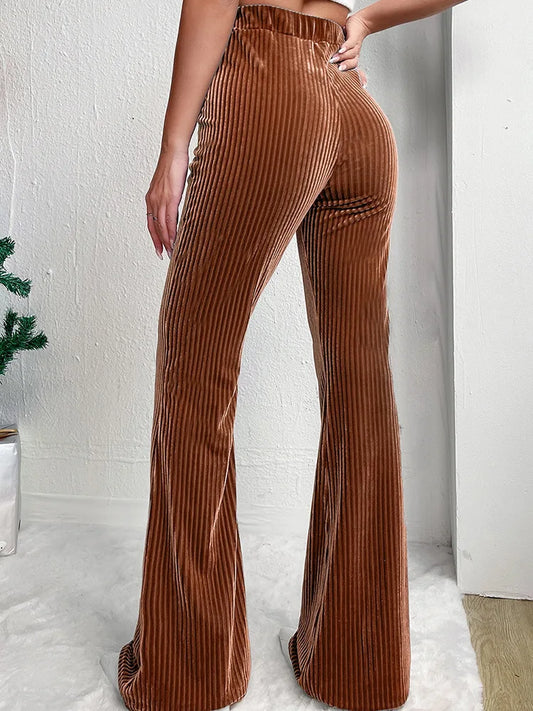 Elastic Waist Flare Leg Pants Casual Pants For Spring & Summer Women's Clothing