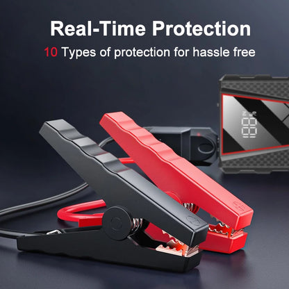 Démarreur de saut de voiture 2000A/1200A/600A, démarreur de batterie de voiture, chargeur de batterie externe Portable 12V, dispositif de démarrage d'urgence automatique Booster