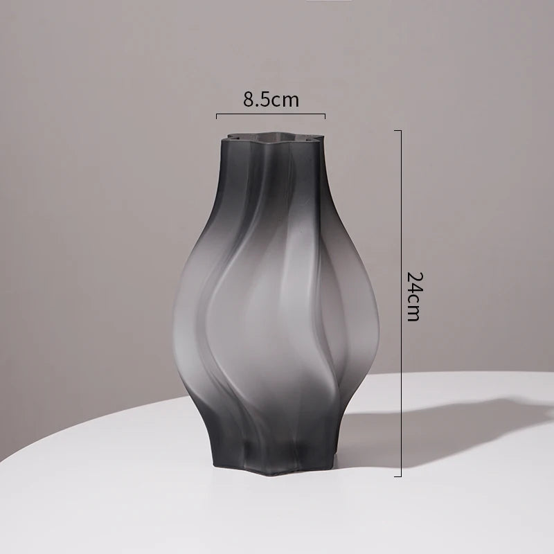 Luxury Nordic Minimalist Style Frosting Glass Vase Classic Home Living Room Decoration Stand For Flowers Decorative Vases Modern