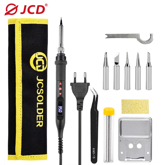 JCD 908U Digital Electric Soldering Iron Set Kit 220V 110V Temperature Adjustable LCD Display Solder Welding Iron Tool Tips 80W