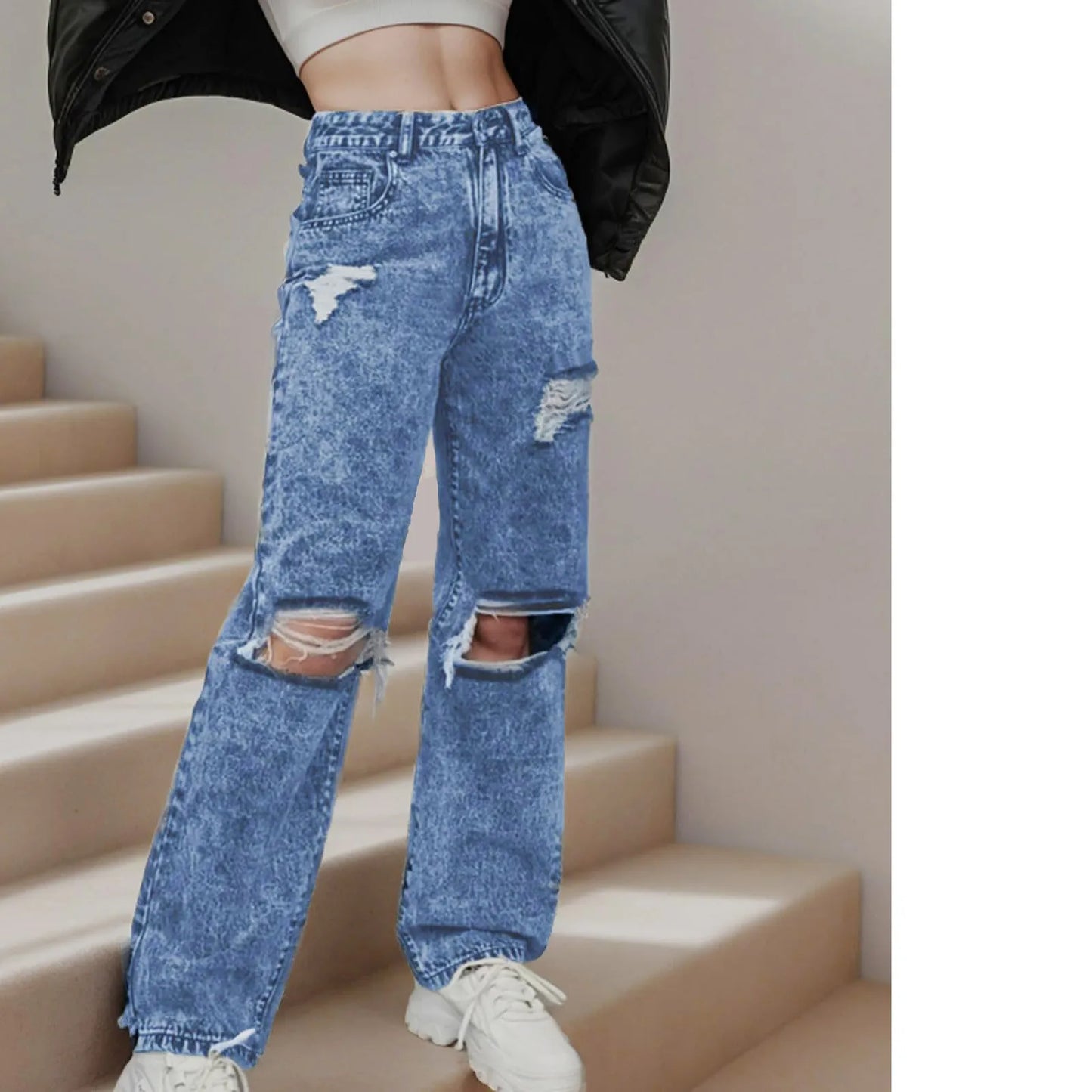 2024 Jeans for Women High Waisted Flare Jeans for Women Ripped Stretchy Casual Denim Pants Boot Cut Pants 90s Streetwear