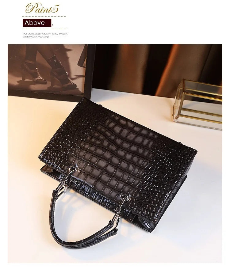 2023 Women Leather Handbags Satchel Shoulder Bag Tote Handbags Crocodile Pattern Crossbody Bag Designer Bag Bolsa Feminina