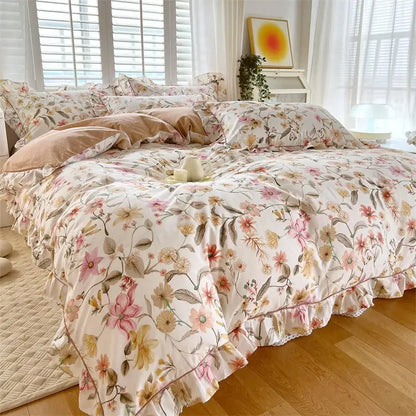 100%Cotton Duvet Cover Simple Style Quilt Cover with Ruffles Queen/King Size Cotton Bed Cover dekbedovertrek 240x220