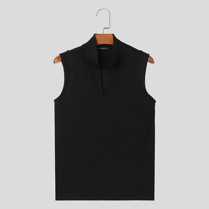 2024 Men Tank Tops Solid Color V Neck Sleeveless Summer Streetwear Male Vests Fitness Fashion Casual Men Clothing S-5XL INCERUN