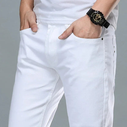 For Four Seasons White Men Jeans Fashion Casual Classic Style Slim Comfortable Denim Trousers Male Brand Advanced Stretch Pants