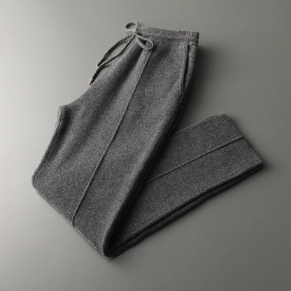 100% Pure Wool Men's Wool Pants 2023 Autumn Winter Thickened Knitted Long Pants Slim Fitting Solid Color Warm Flat Corner Pants