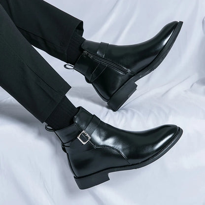 2024 high-quality new ankle boots with side zipper brown black classic business casual party personalized buckle men's shoes