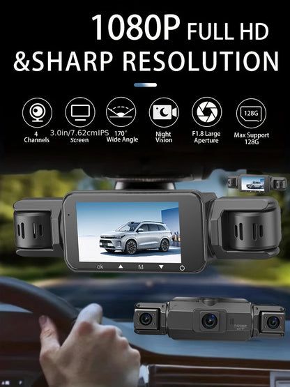 Caméra de tableau de bord de voiture 4CH boîte noire 4*1080P avec GPS WIFI caméra de tableau de bord enregistreur de conduite Vision nocturne moniteur de stationnement accessoires de voiture