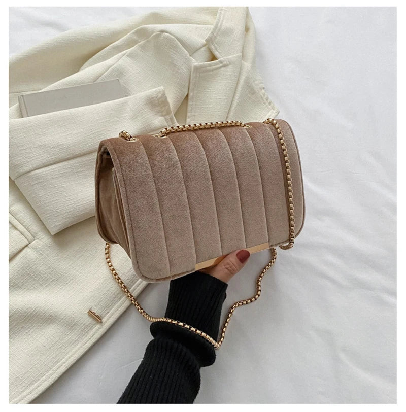 Luxury Red Velvet Crossbody Bags For Women Designer Small Shoulder Handbags Chain Messenger Bag Lady Mini Purses Hand Bag