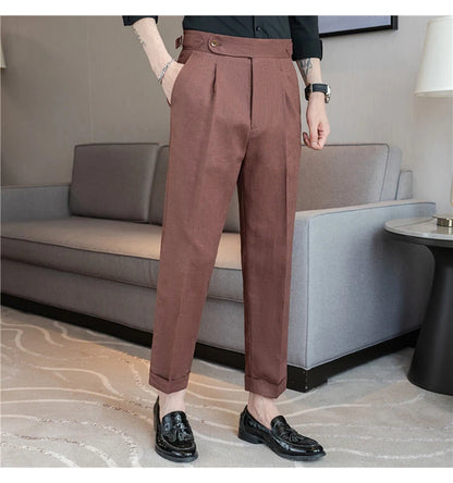 Men's Summer Pants Fashion Naples Cotton&Linen Breathable Dress Pants For Men All Match Casual Straight Men's Trousers Formal