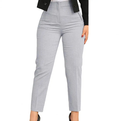 Elegant High Waist Cropped Work Pants for Women Black All-Match Daily Office Formal Wear Fashion Women's Trousers