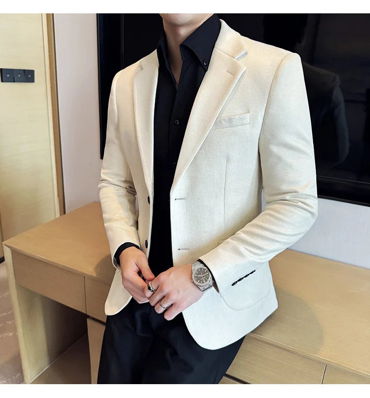 Suede Blazer Men's Fashionable Slim Fit Suit Jacket High-quality Single Breasted Business Dress Formal Jacket Blazer Hombre