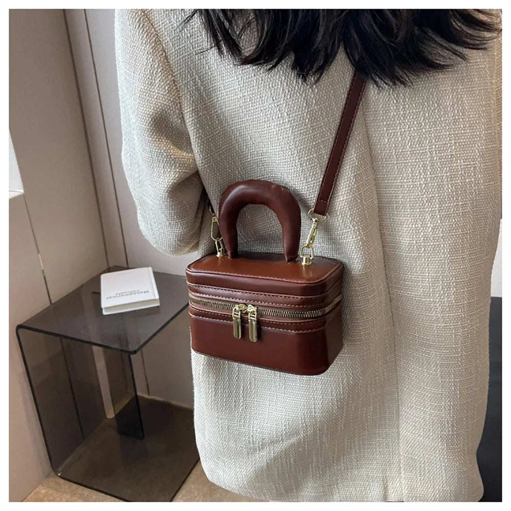 Light Luxury Design Sense Mini Crossbody Bag Korean Solid Oil Wax Leather High-end Texture Handbag Women Simple Small Square Bag