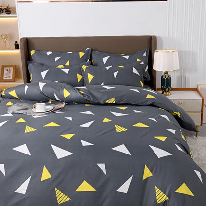 Solstice Bedding Set Duvet Cover Pillowcase Bed Linens Set Triangular Rhombus Printing Quilt Cover Bed Flat Sheet Queen Size