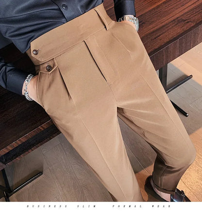 Men's Nine-Point Two-Piece Suit Pants Loose Fit Business Casual Straight Leg Lightweight Trousers Anti-Wrinkle Smooths Your Silh