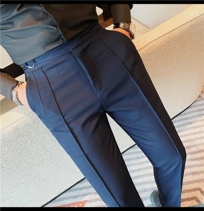 High Quality Men's Suit Pants Solid Color England Style Slim Fit Smart Casual Trousers Men Spring Autumn Fashion Suit Pants Man