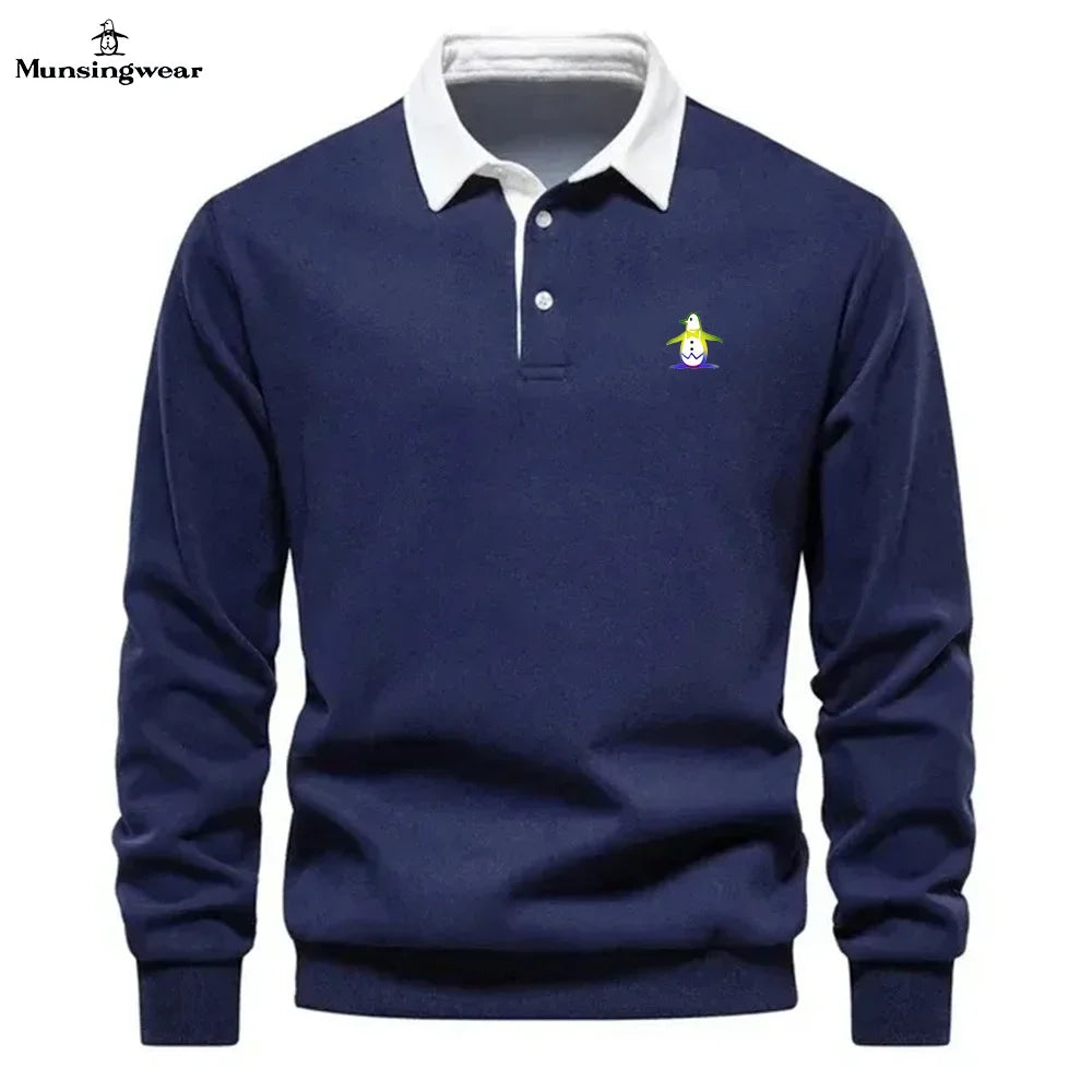 Brand Munsing Golf Shirts Autumn Winter Long Sleeve Men's Golf T-shirt Polo Shirt Casual Classic Solid Polo Neck Men's Golf Top