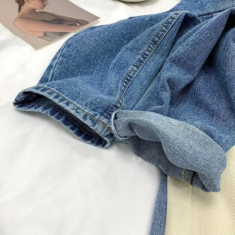 Women's Loose-Fit High-Waisted Fleece-Lined Jeans Slimming Thickened Warm Petite Nine-Point-Slim Fashion Trendy Spring Autumn Je