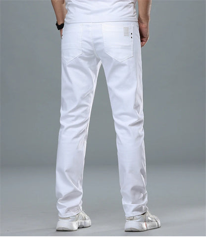 For Four Seasons White Men Jeans Fashion Casual Classic Style Slim Comfortable Denim Trousers Male Brand Advanced Stretch Pants